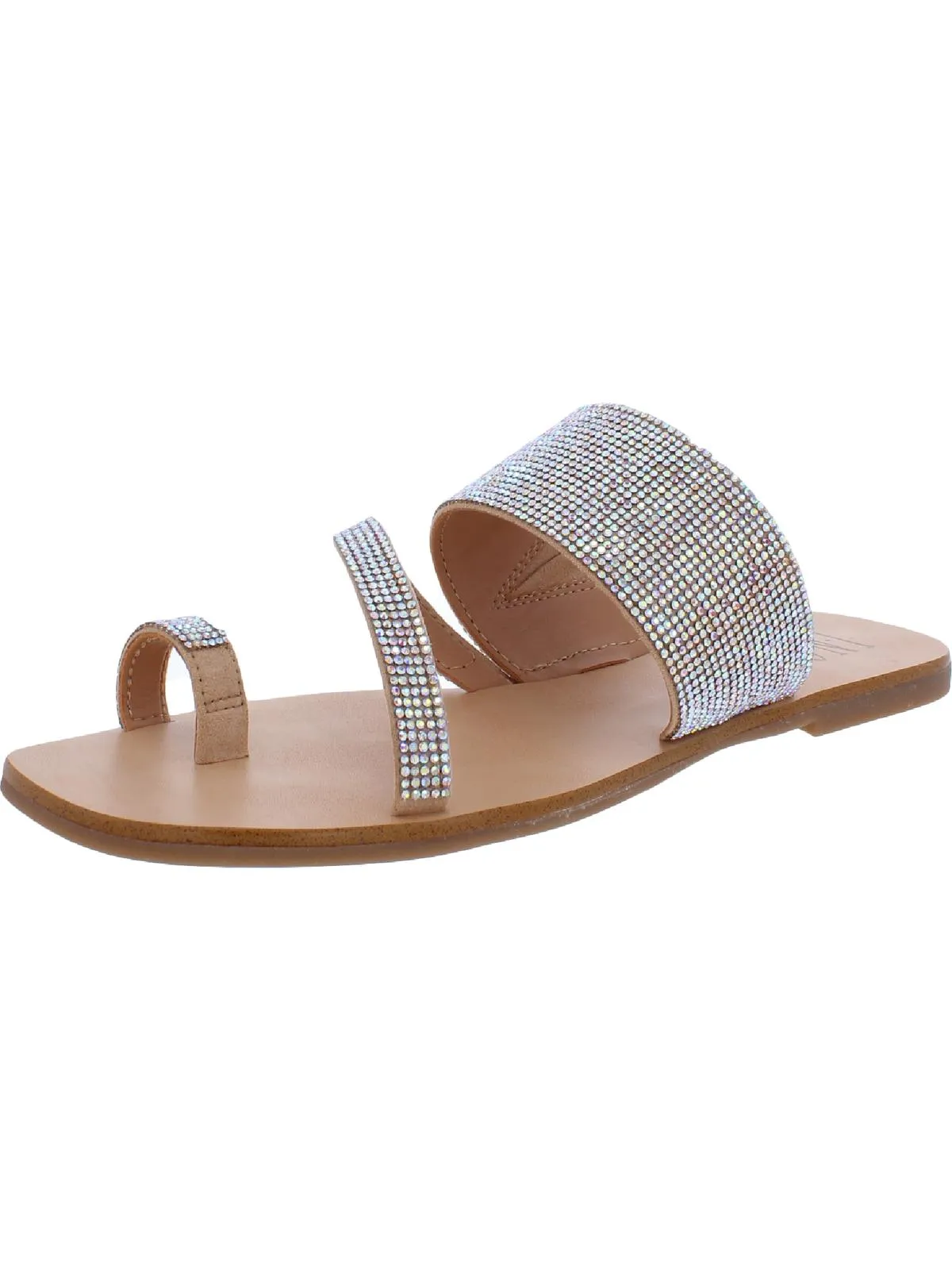 Gianolo Womens Embellished Toe Loop Flat Sandals