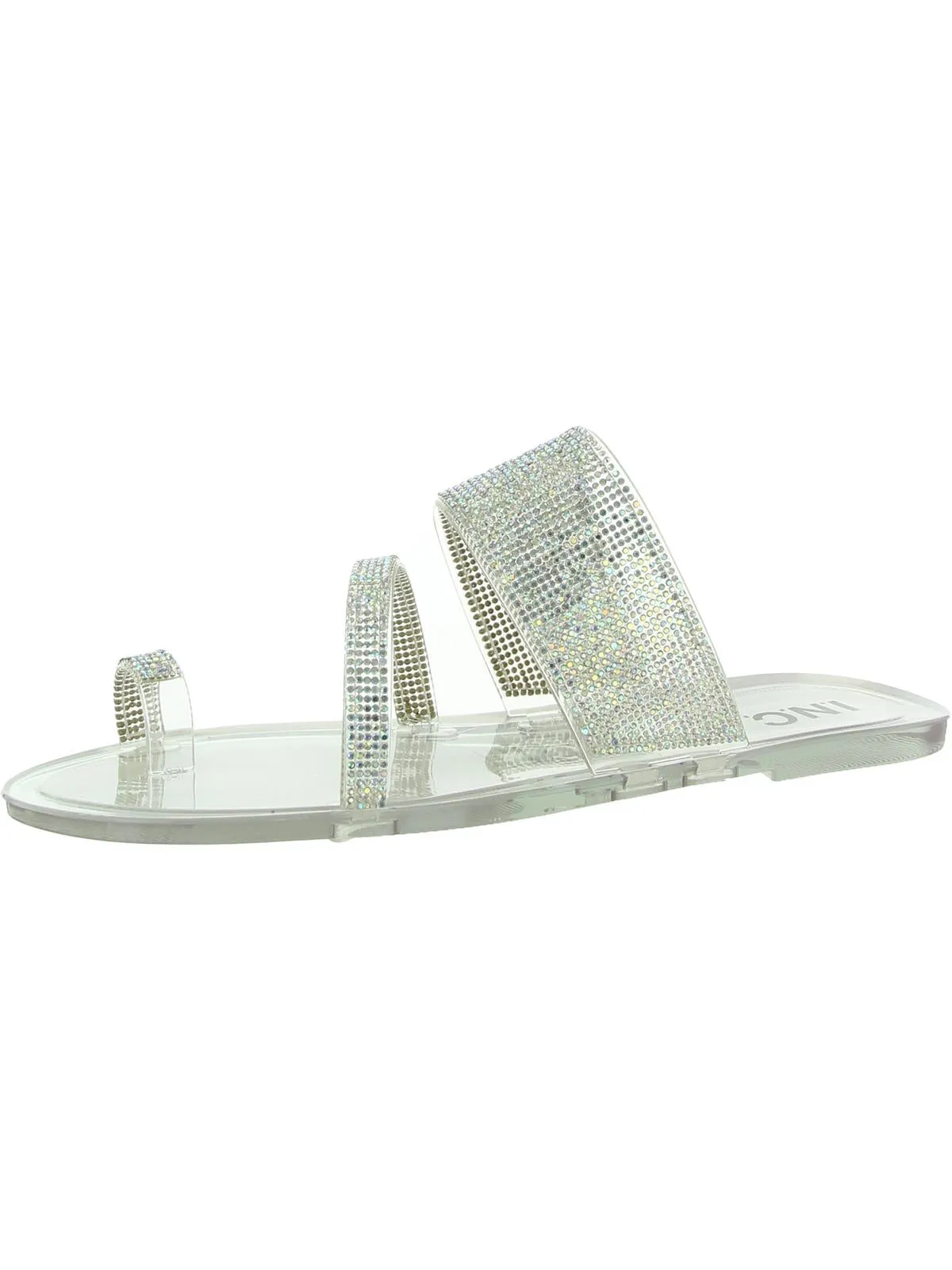 Gianolo Womens Embellished Toe Loop Flat Sandals