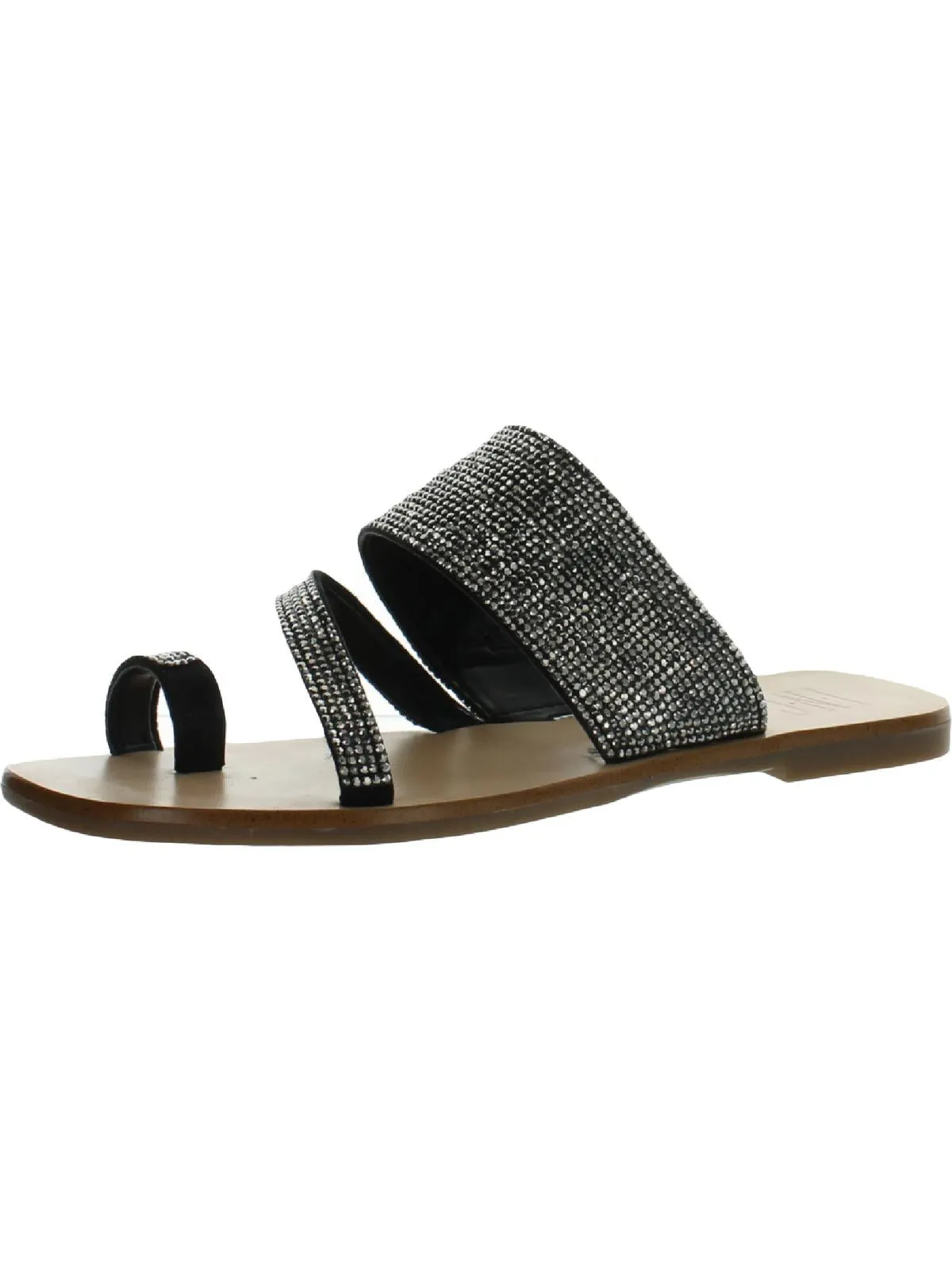Gianolo Womens Embellished Toe Loop Flat Sandals