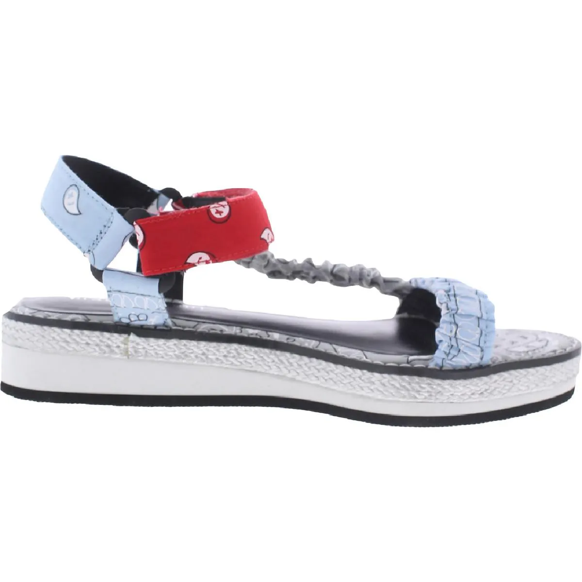 Gigi Womens Embroidered Ankle Strap Flatform Sandals