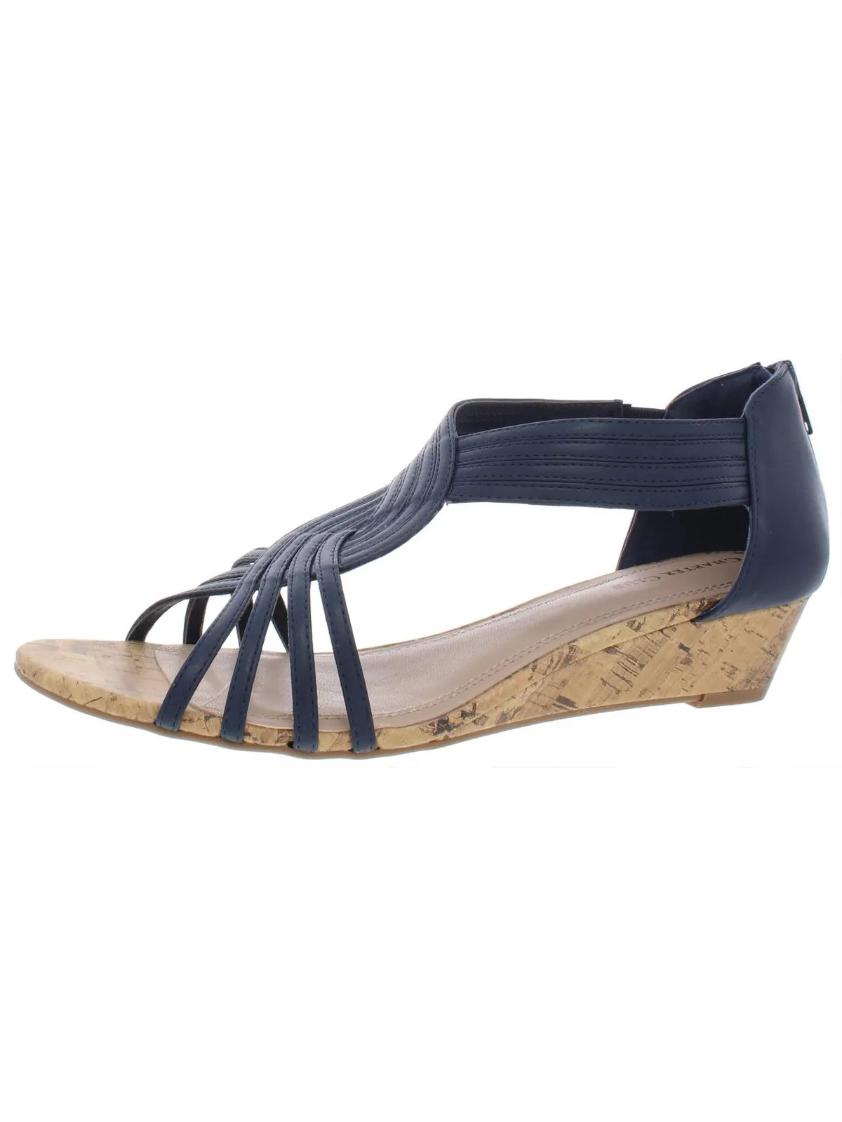 Ginifur 2 Womens Faux Leather Open Toe Wedge Sandals