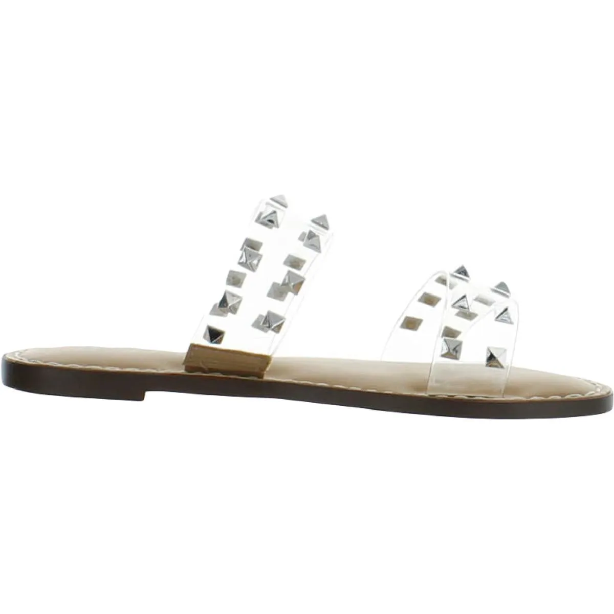 Ginnie Womens Studded Slip On Flat Sandals