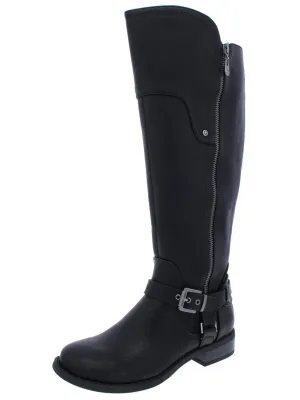 Harson Womens Wide Calf Faux Leather Knee-High Boots