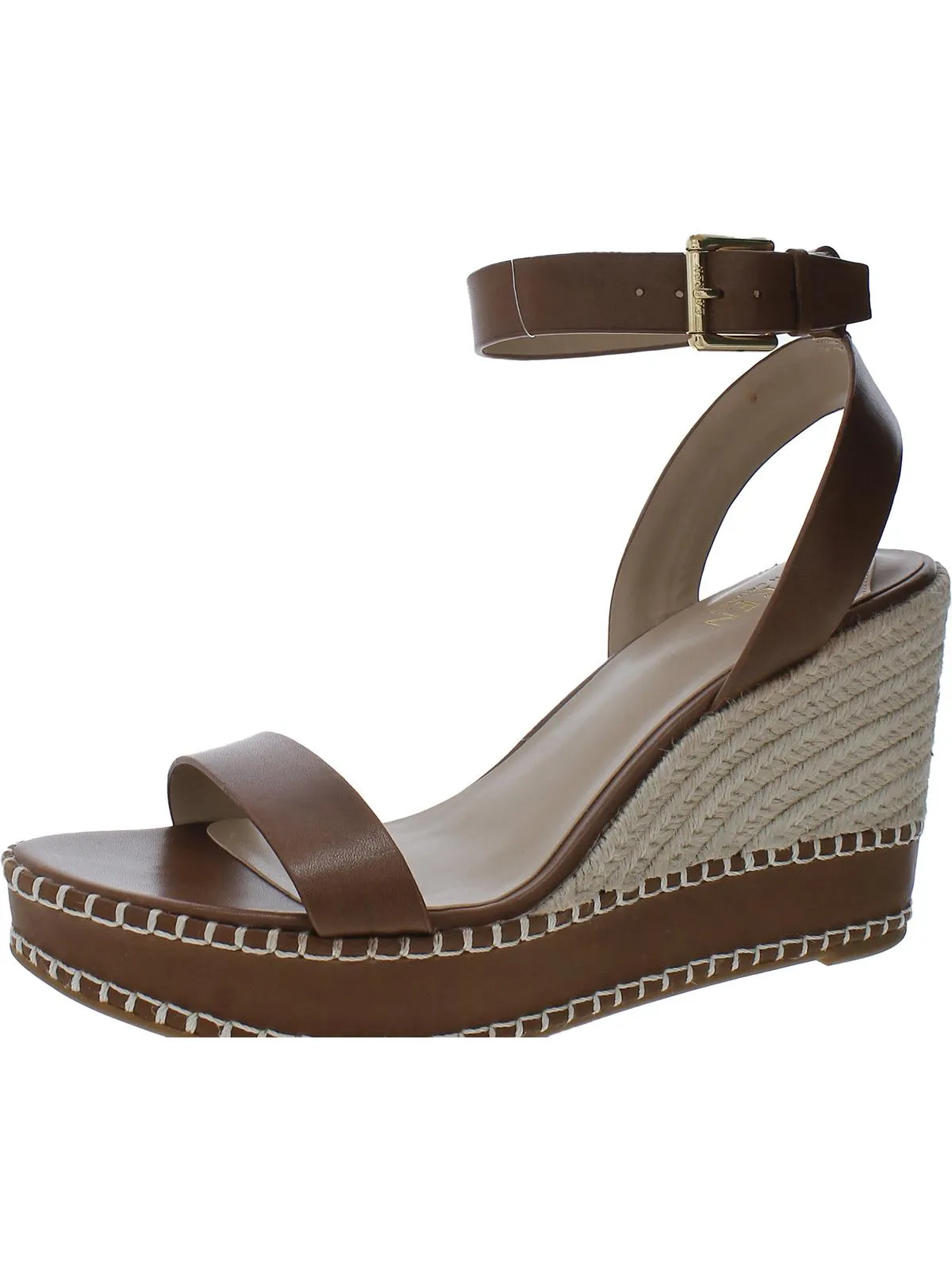 Hilarie Womens Leather Wedge Slingback Sandals