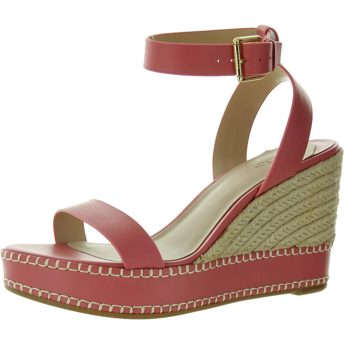 Hilarie Womens Leather Wedge Slingback Sandals