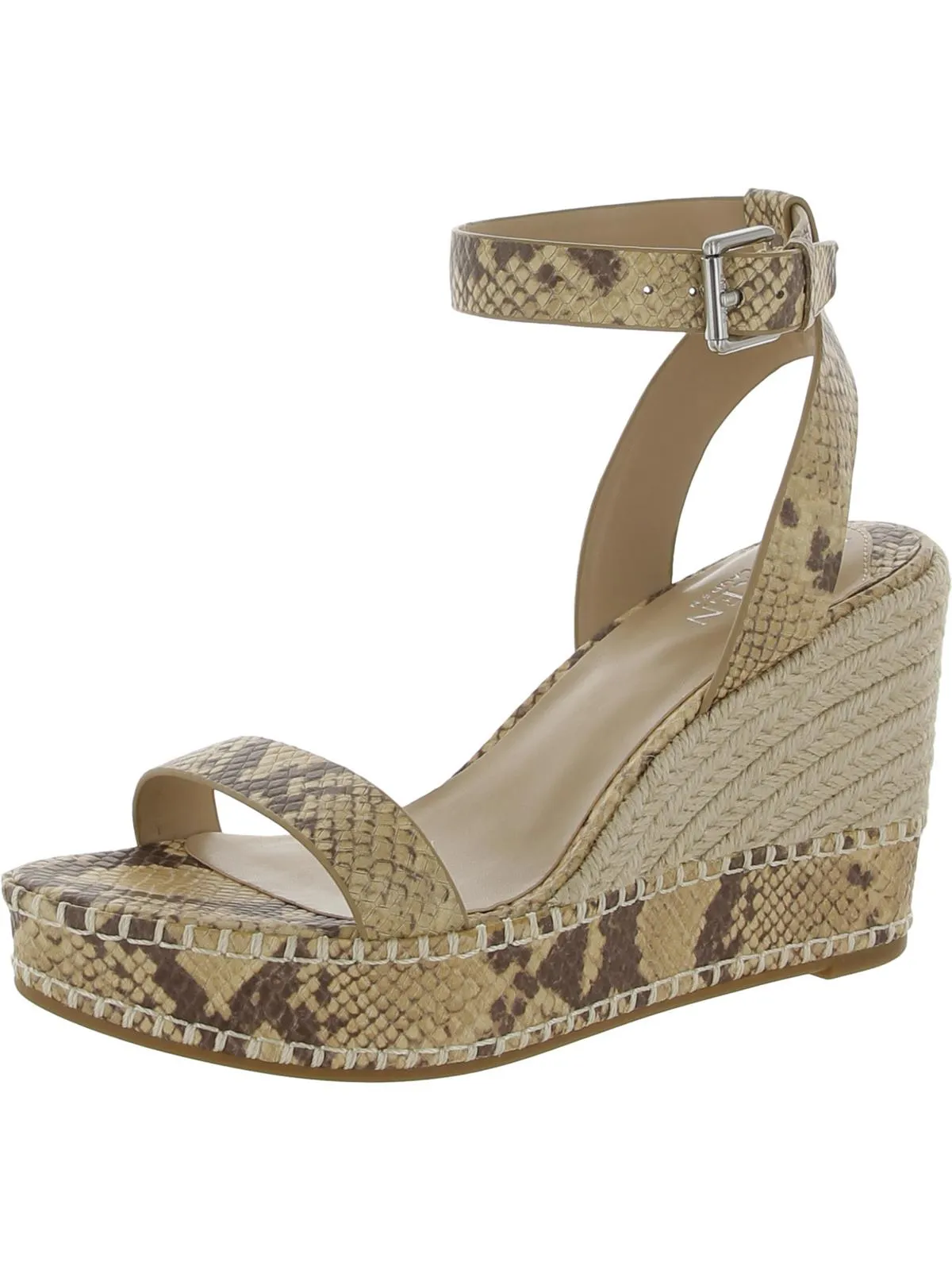 Hilarie Womens Leather Wedge Slingback Sandals