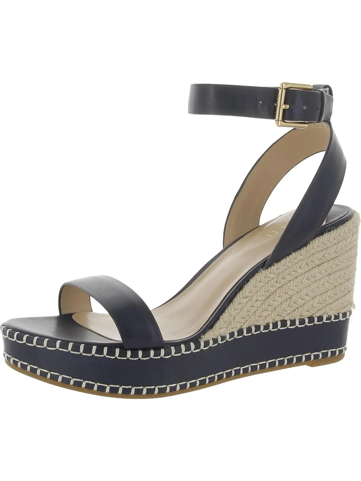 Hilarie Womens Leather Wedge Slingback Sandals