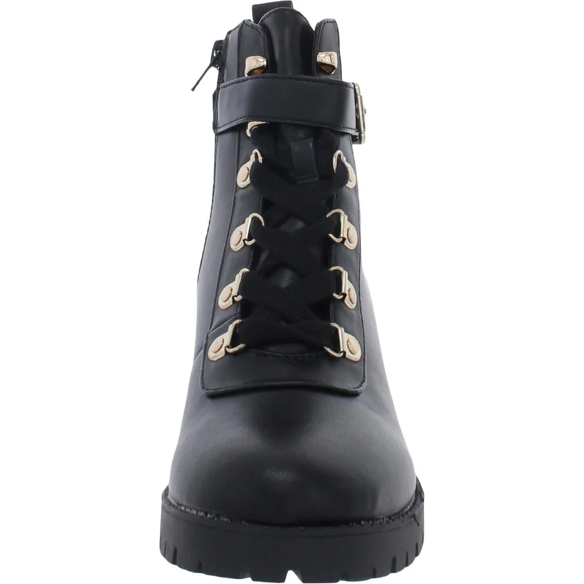 Hillari Womens Padded Insole Buckle Combat & Lace-up Boots