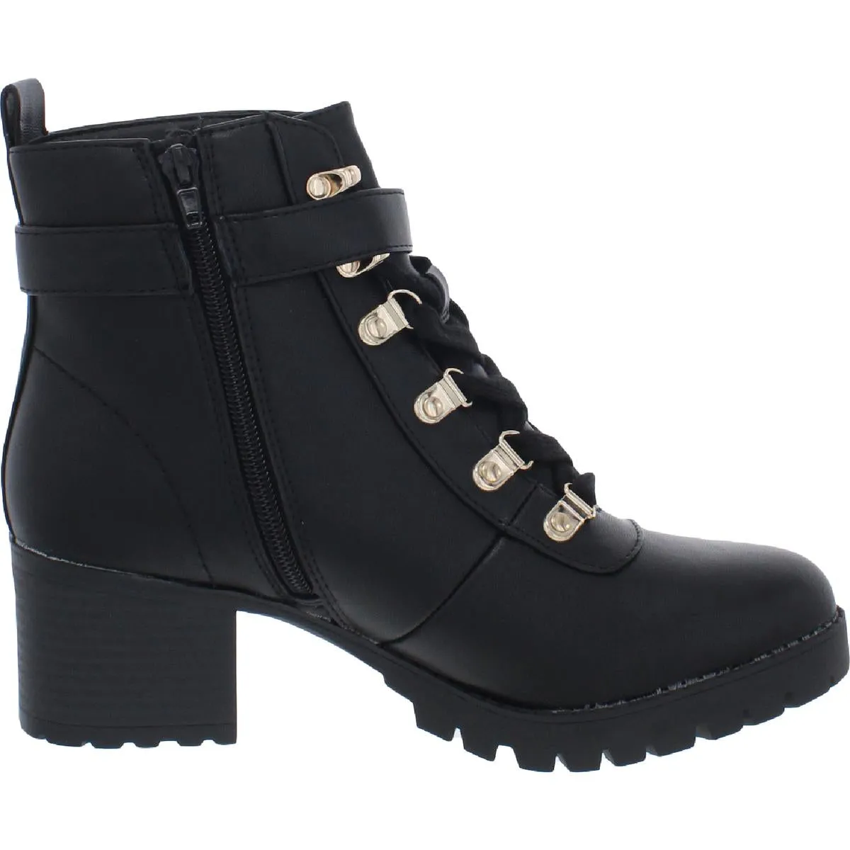 Hillari Womens Padded Insole Buckle Combat & Lace-up Boots