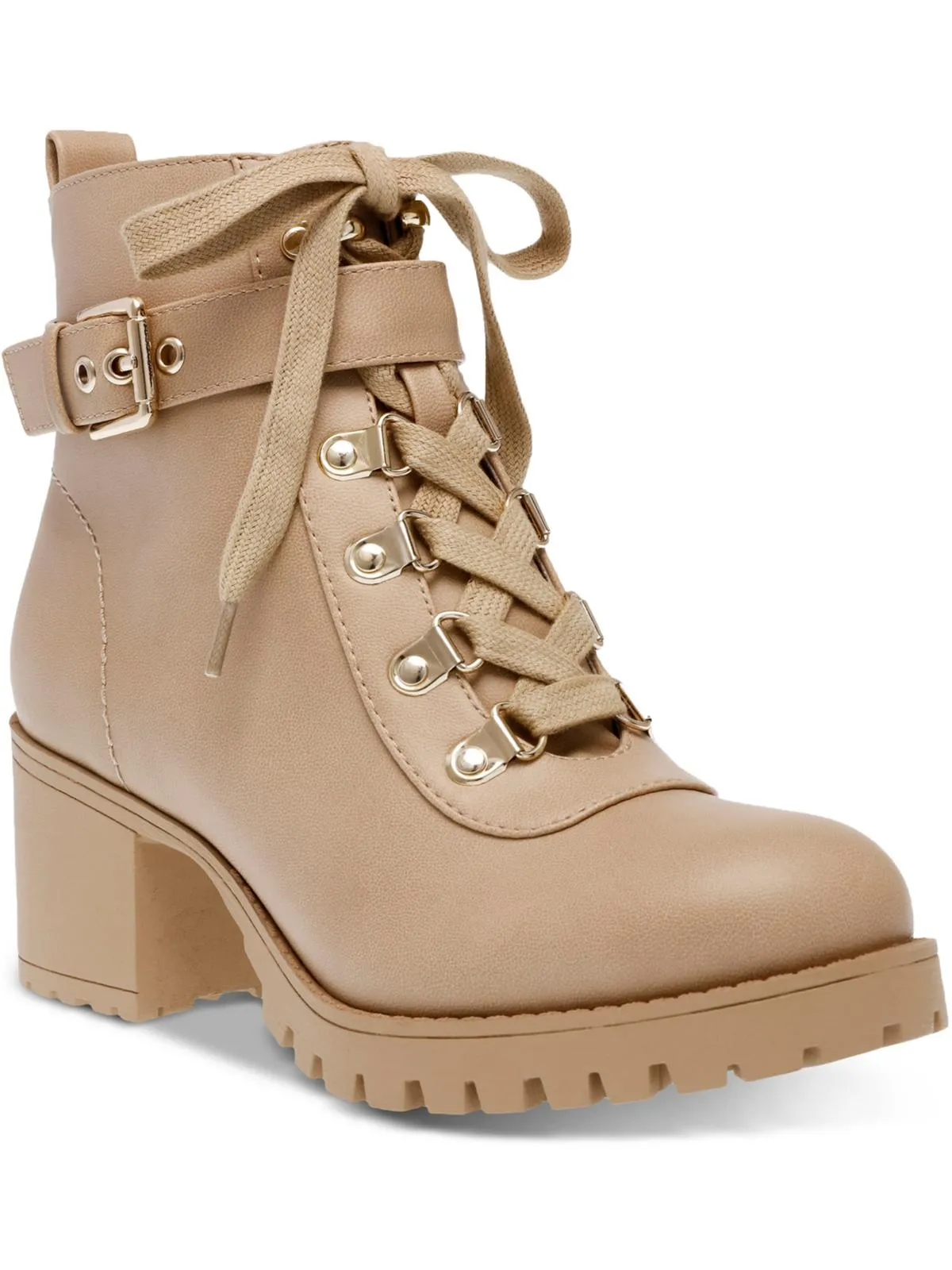 Hillari Womens Padded Insole Buckle Combat & Lace-up Boots