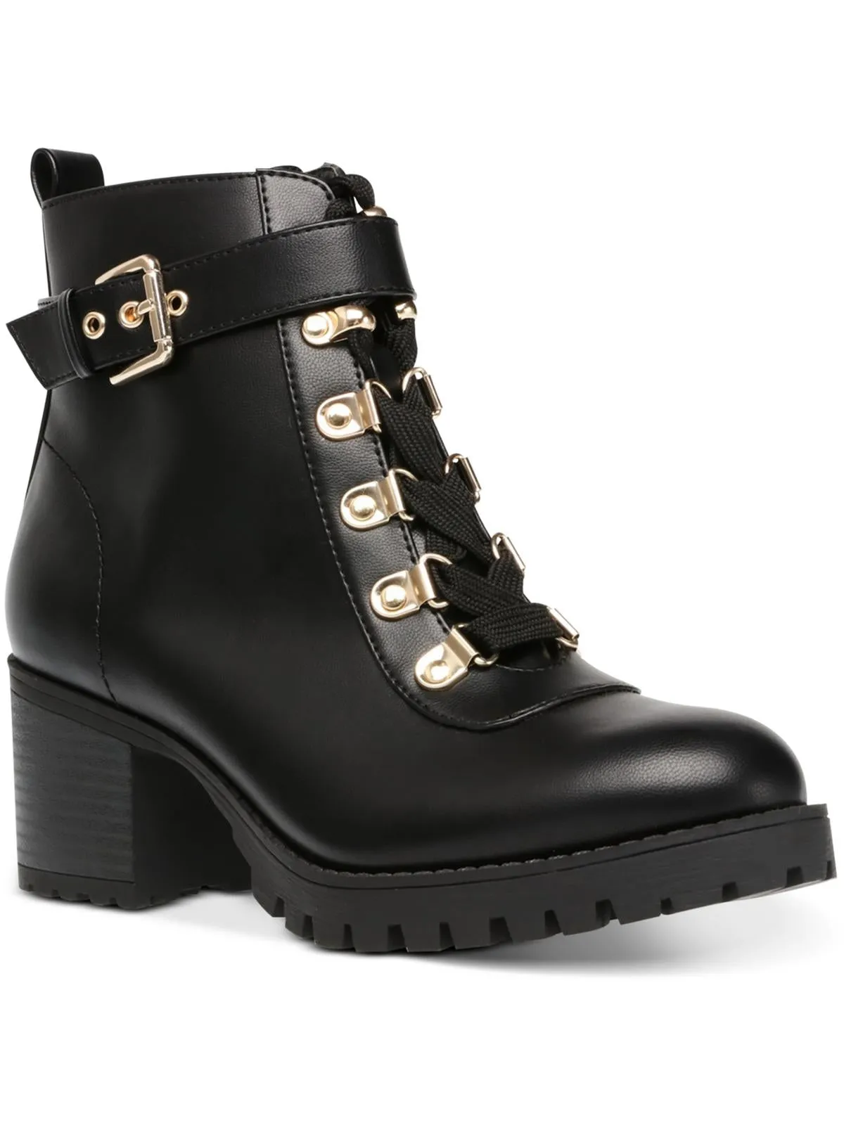 Hillari Womens Padded Insole Buckle Combat & Lace-up Boots