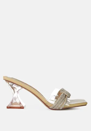 hiorda knotted rhinestone embellished spool heel sandals