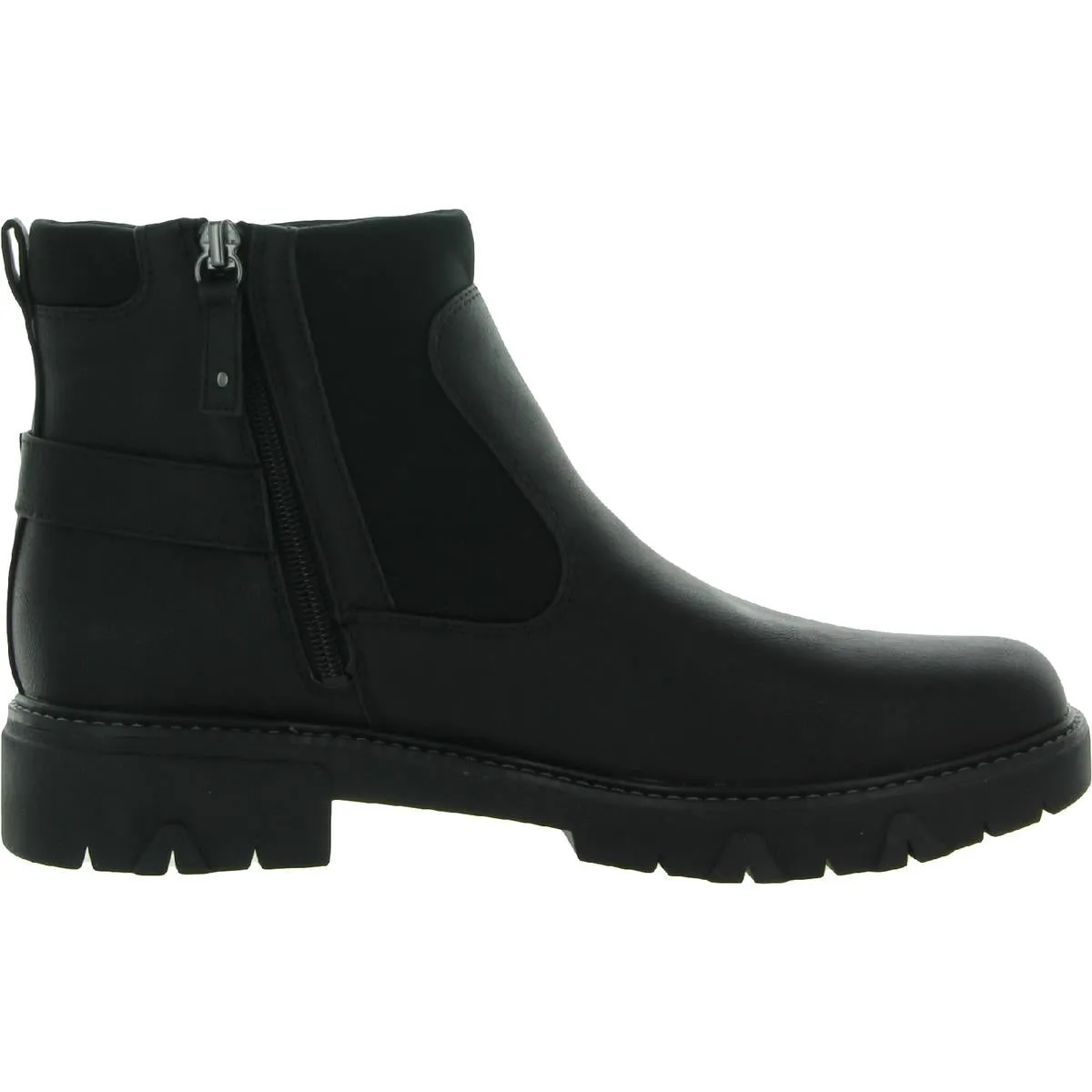Hitch Womens Faux Leather Block Heel Chelsea Boots