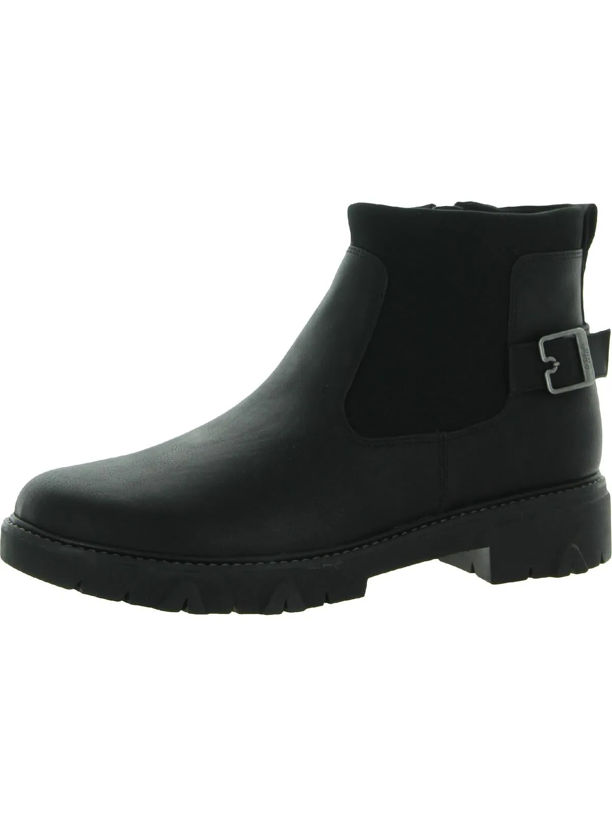 Hitch Womens Faux Leather Block Heel Chelsea Boots