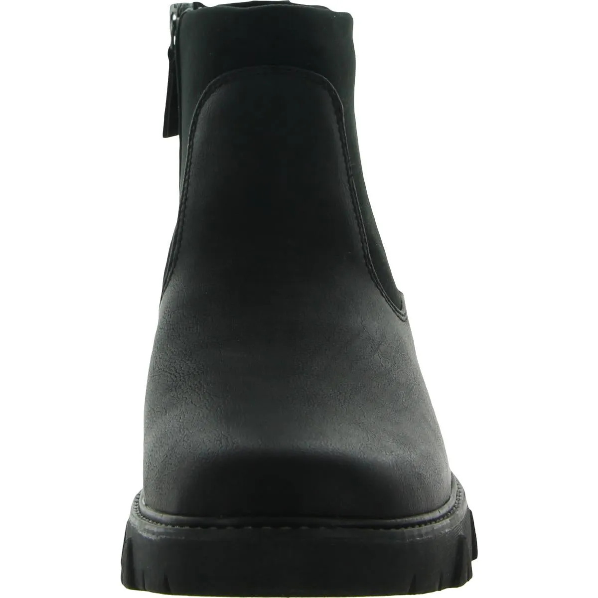Hitch Womens Faux Leather Block Heel Chelsea Boots