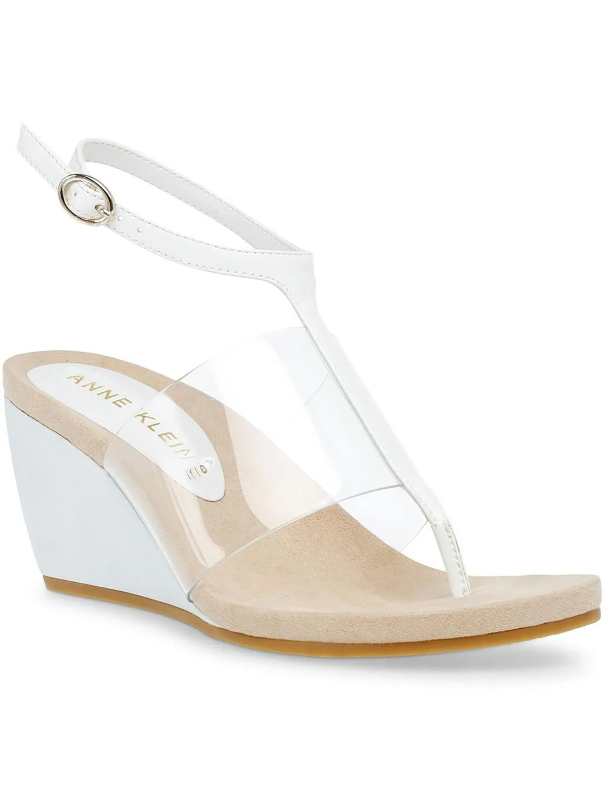 Ikari Womens Patent Flip-Flop Wedge Sandals
