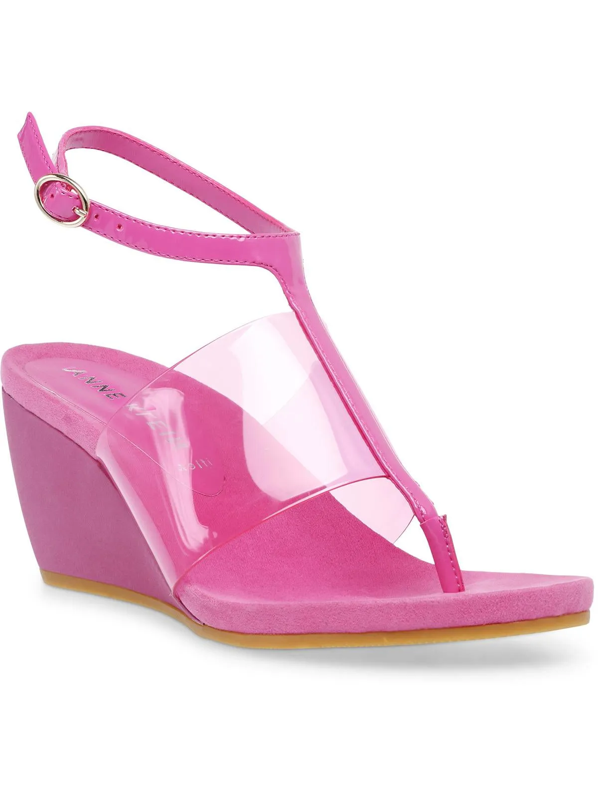 Ikari Womens Patent Flip-Flop Wedge Sandals