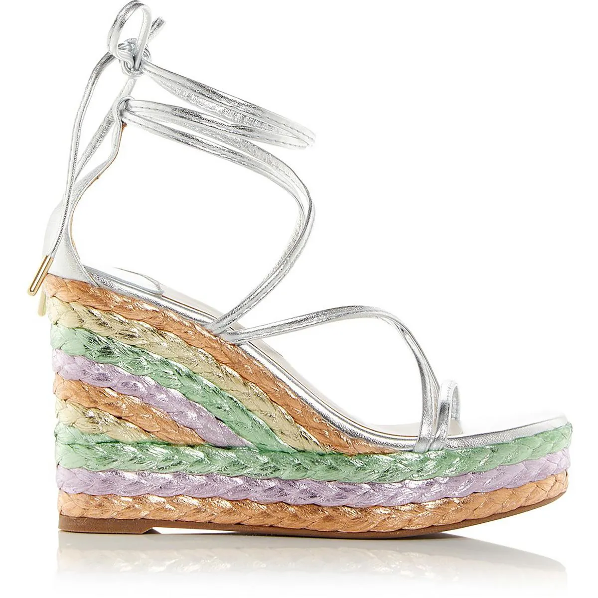 INES Womens Leather Open Toe Wedge Heels