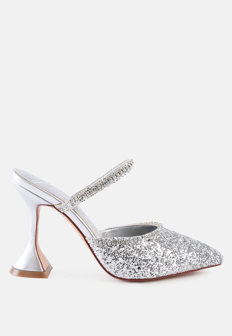 iris glitter spool heel sandals