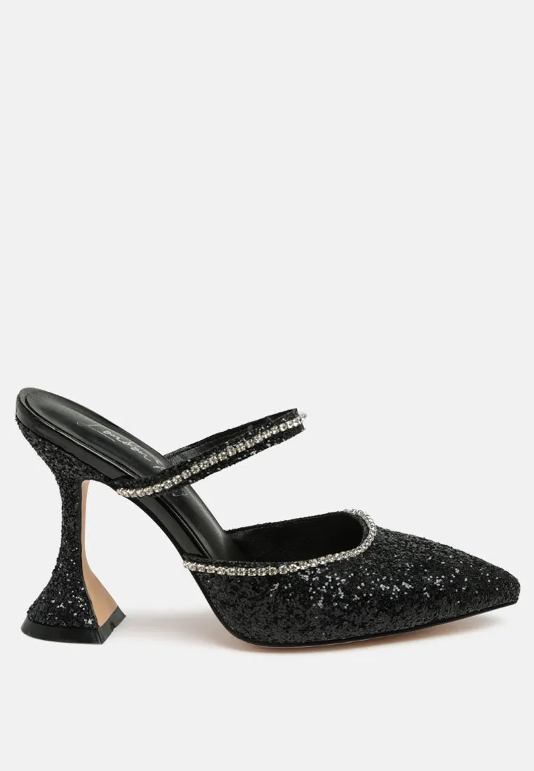 iris glitter spool heel sandals