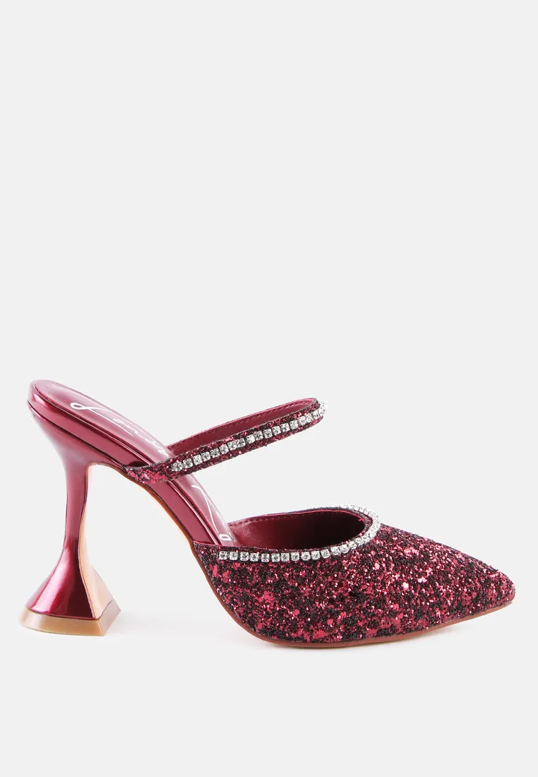 iris glitter spool heel sandals