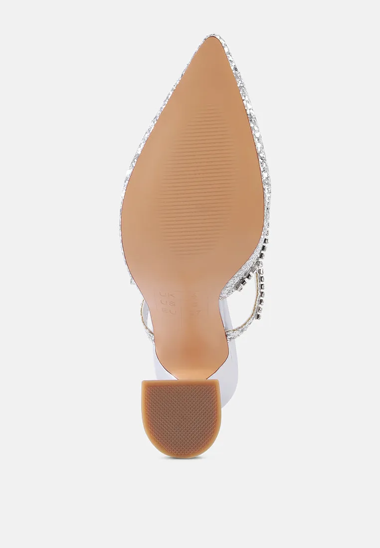 iris glitter spool heel sandals