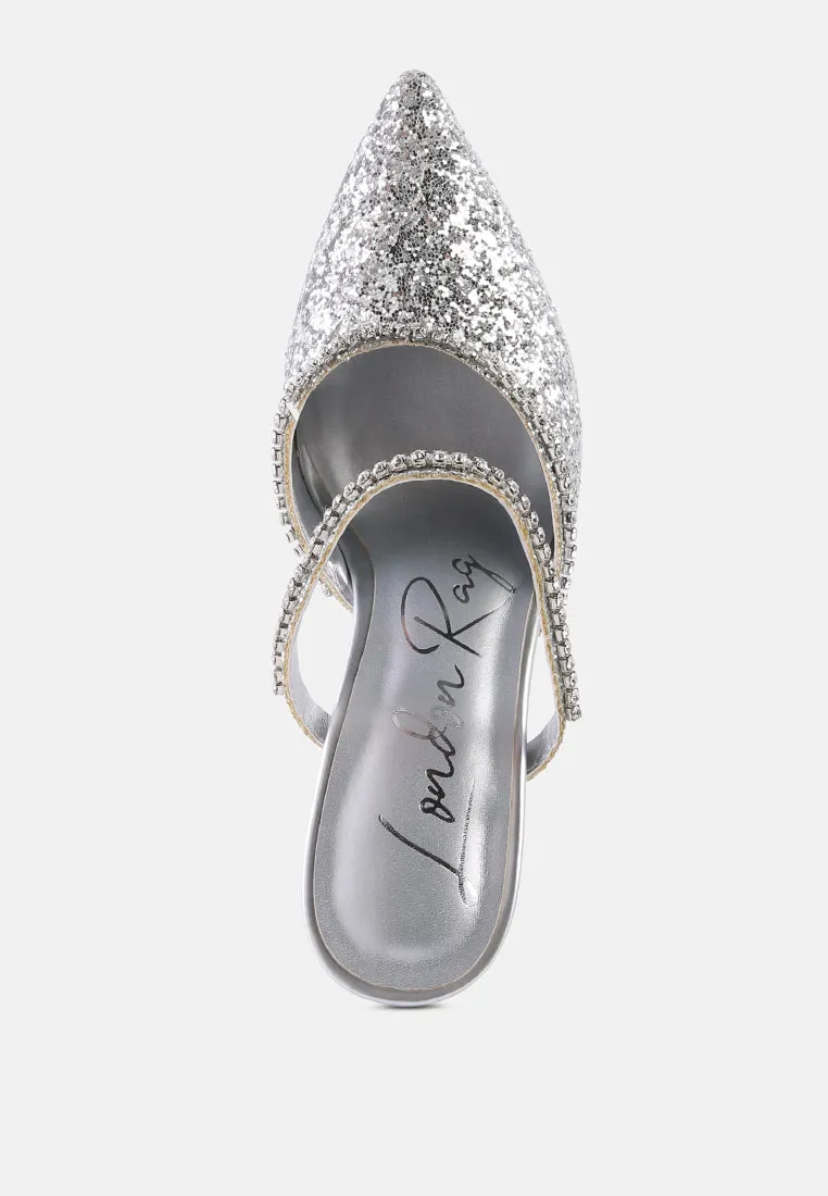 iris glitter spool heel sandals