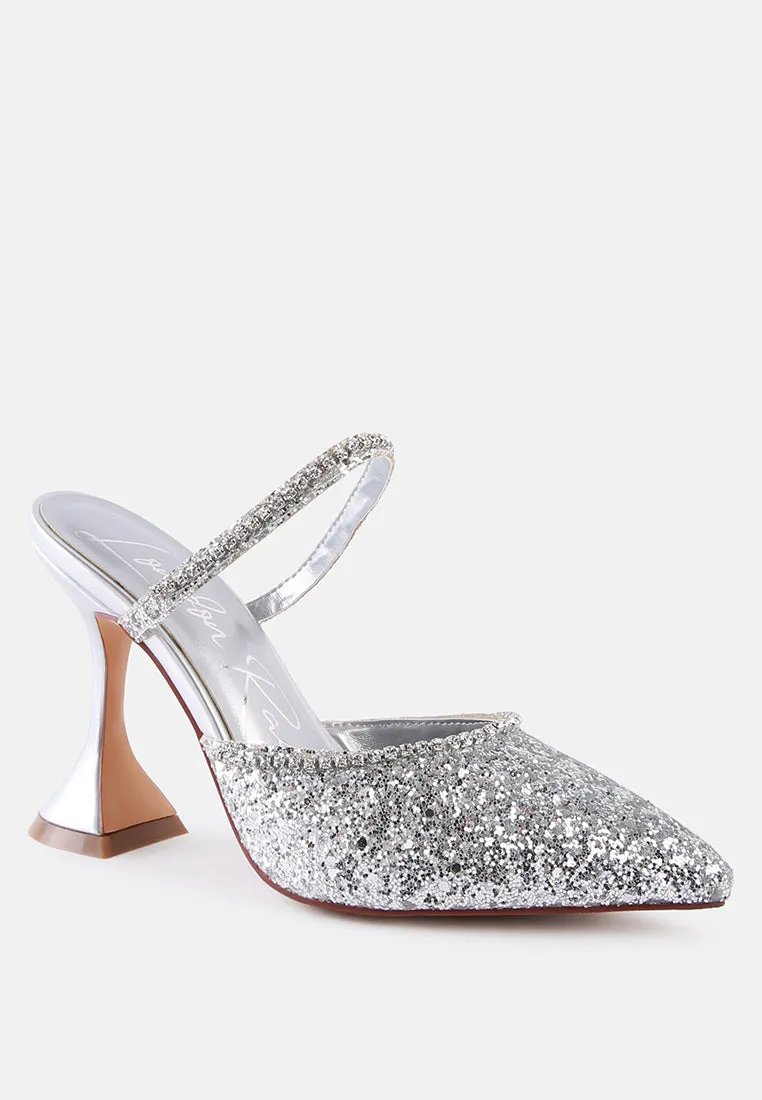 iris glitter spool heel sandals
