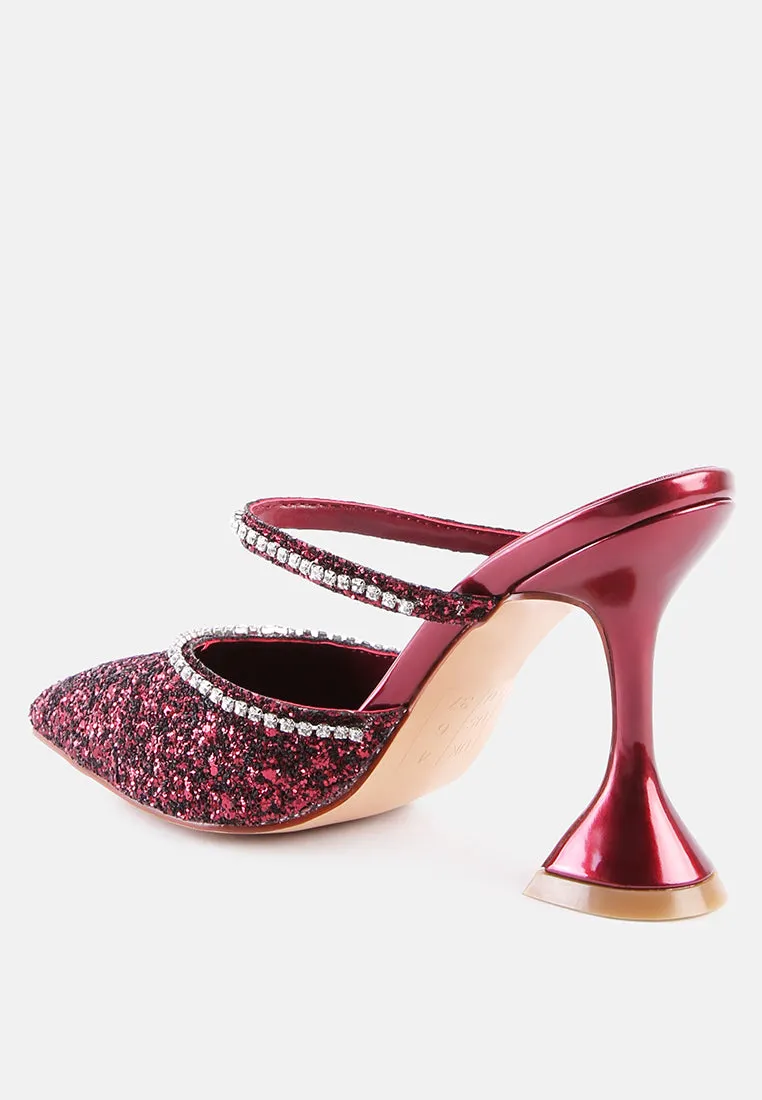 iris glitter spool heel sandals