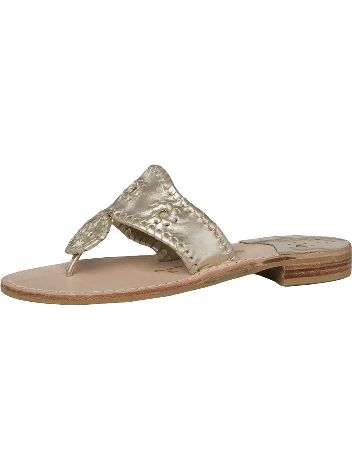 Jacks Flat Sandal Womens Leather Metallic Slide Sandals