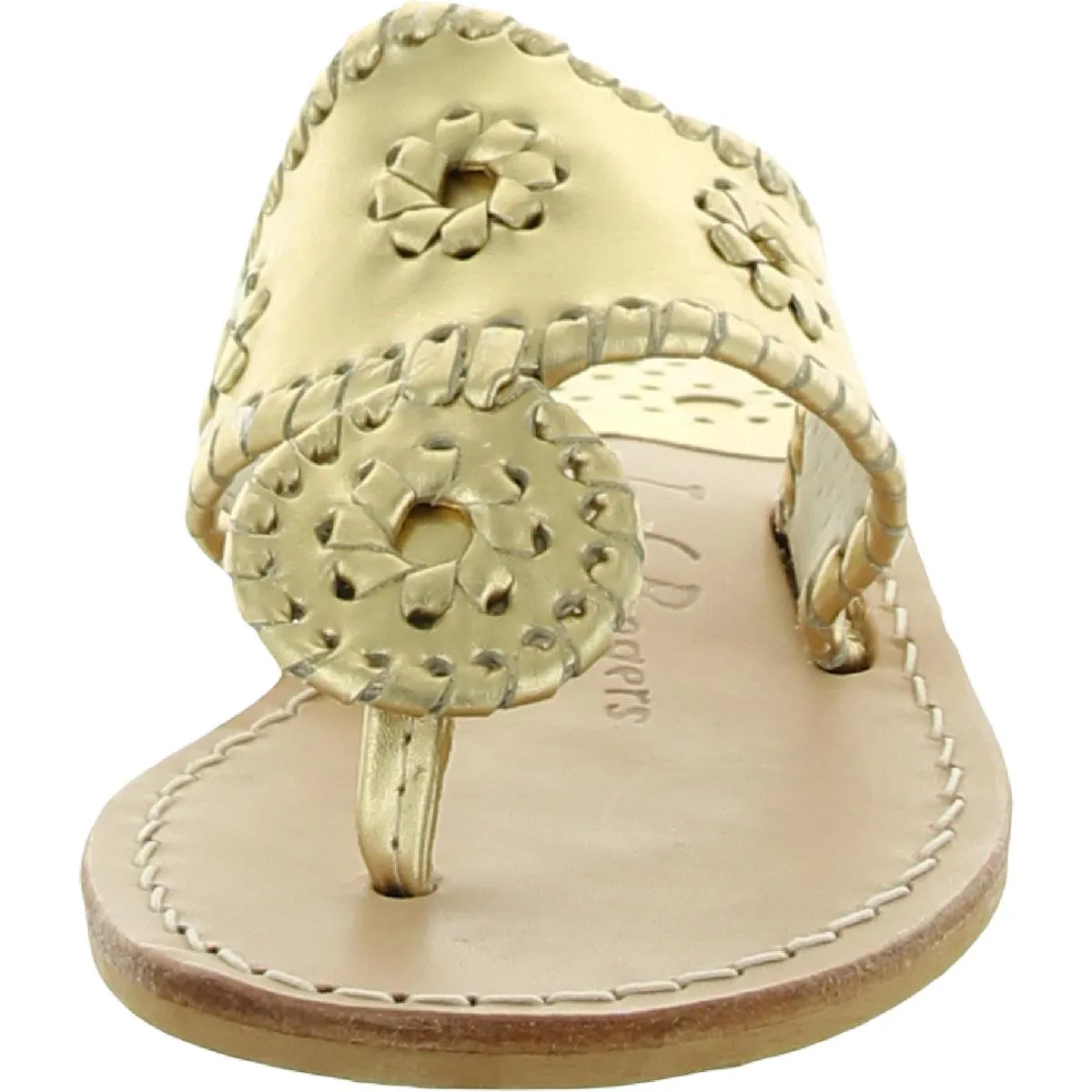 Jacks Flat Sandal Womens Leather Metallic Slide Sandals