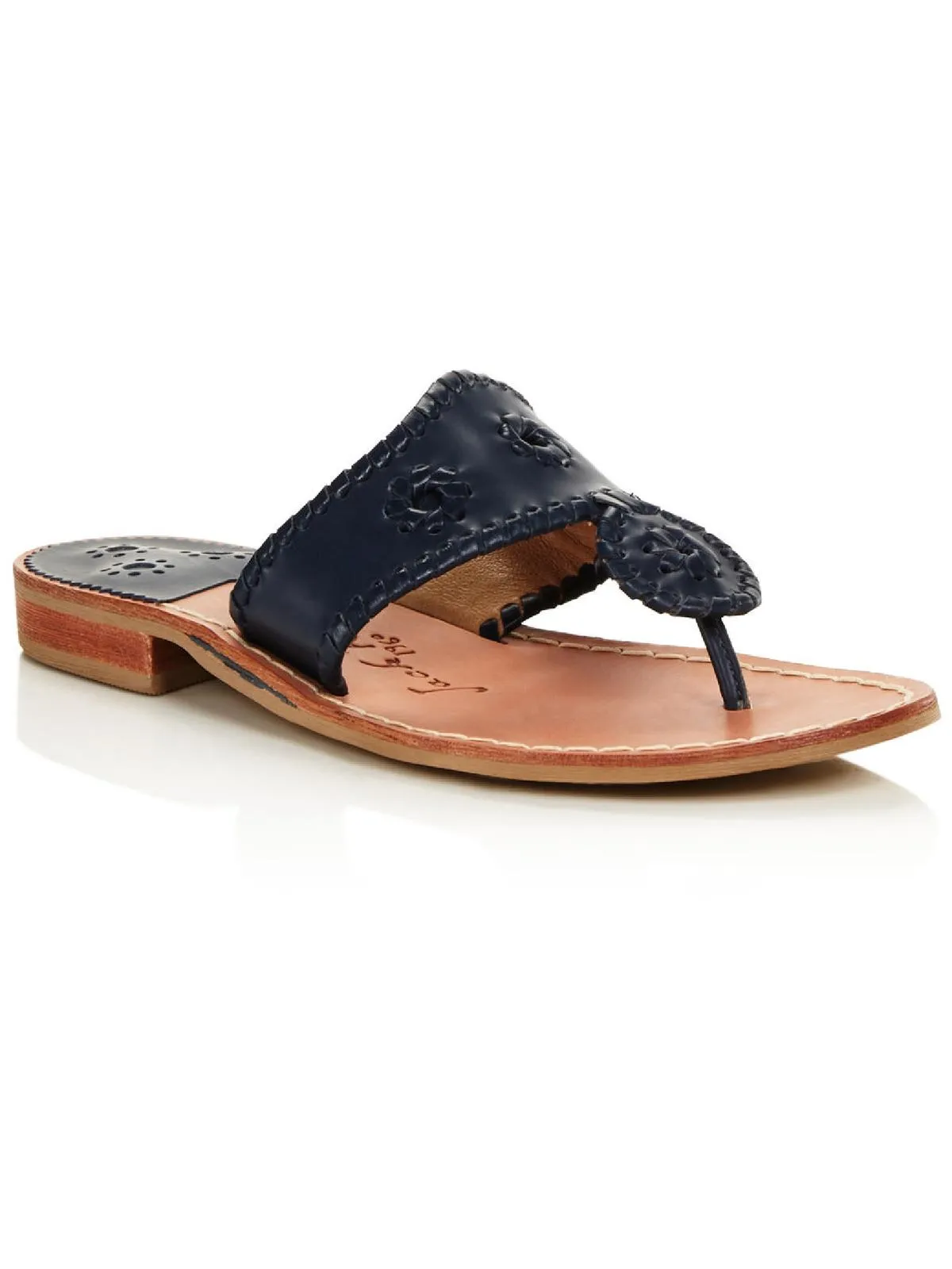Jacks Flat Sandal Womens Leather Metallic Slide Sandals