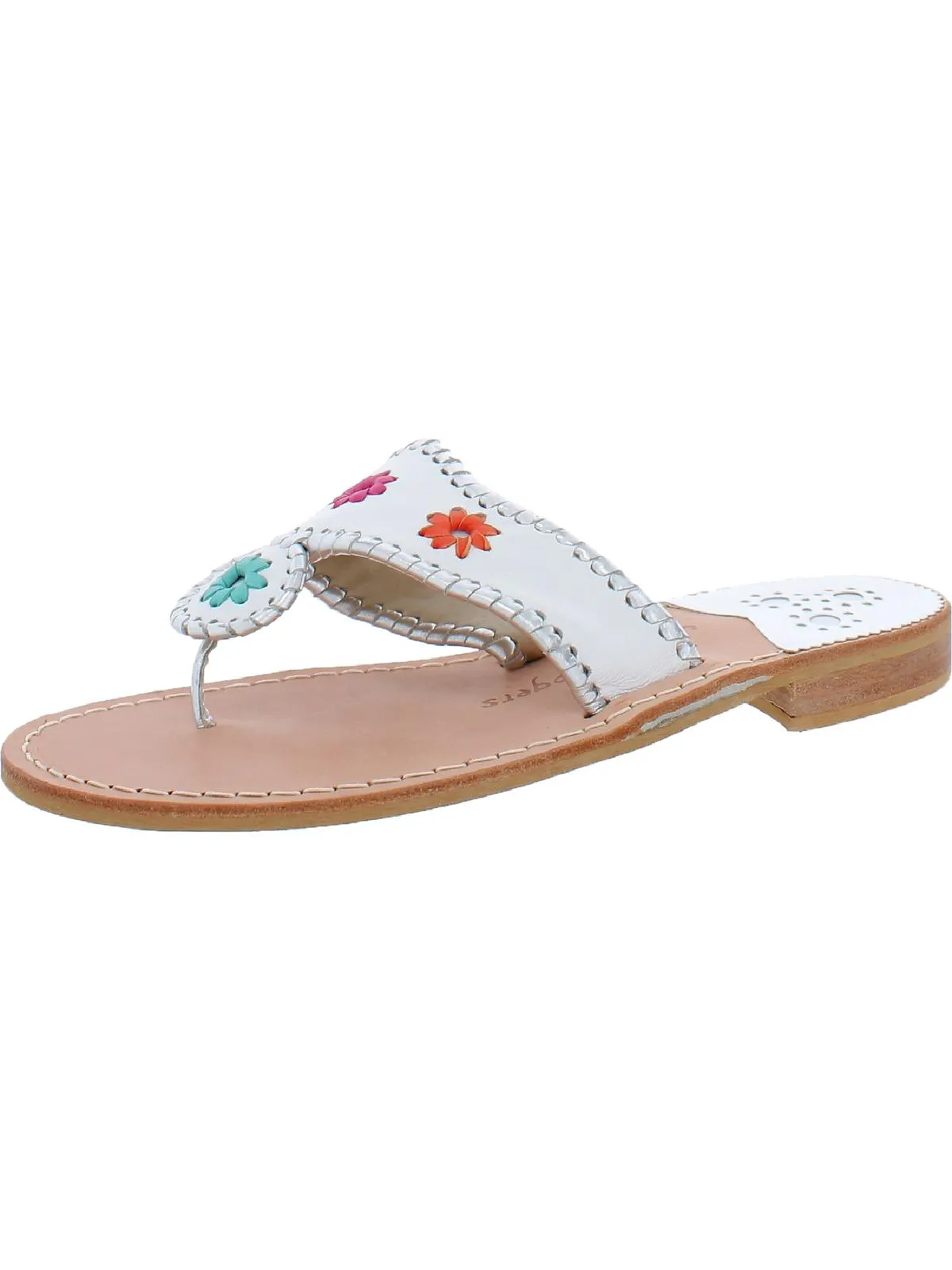 Jacks Flat Sandal Womens Leather Metallic Slide Sandals