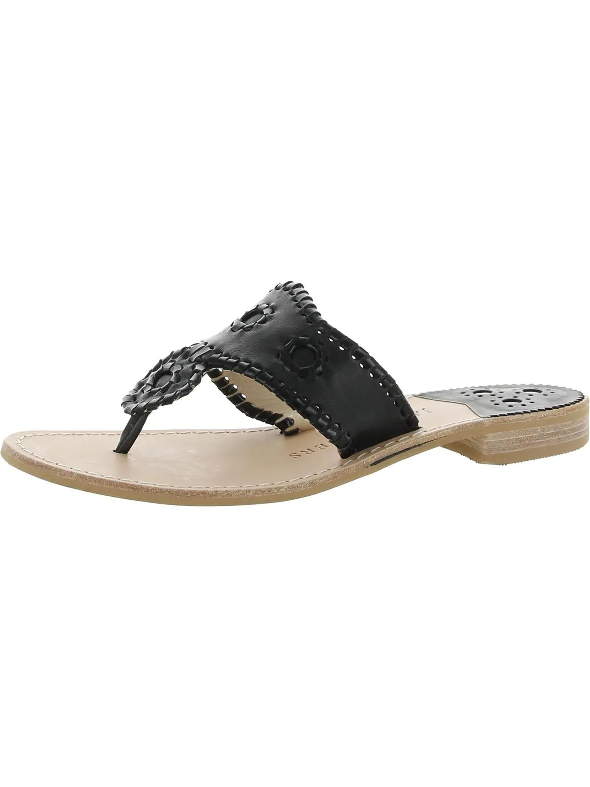 Jacks Flat Sandal Womens Leather Metallic Slide Sandals