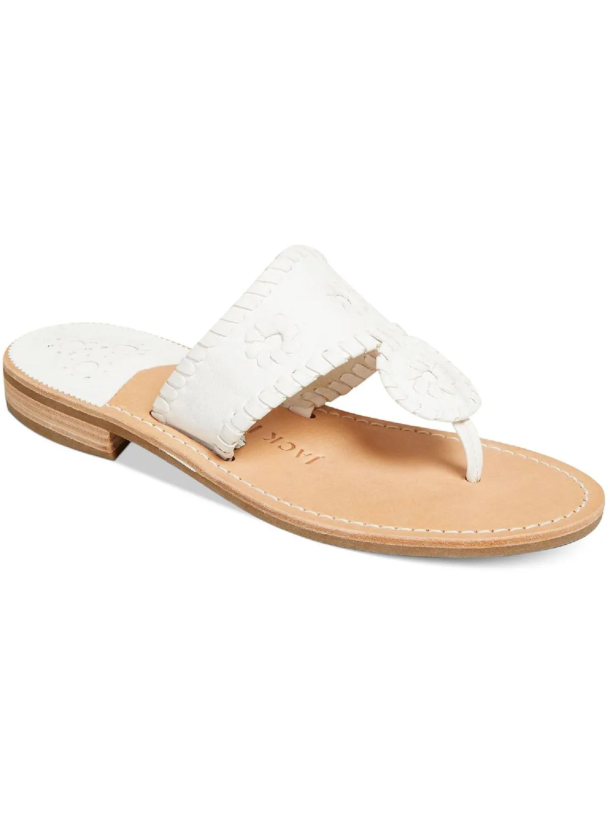 Jacks Flat Sandal Womens Leather Metallic Slide Sandals