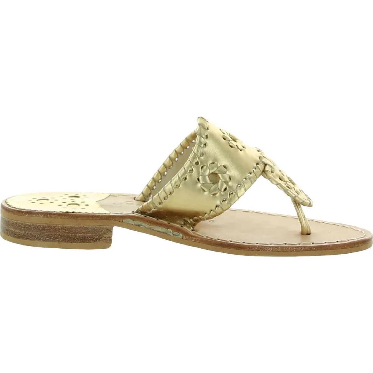 Jacks Flat Sandal Womens Leather Metallic Slide Sandals