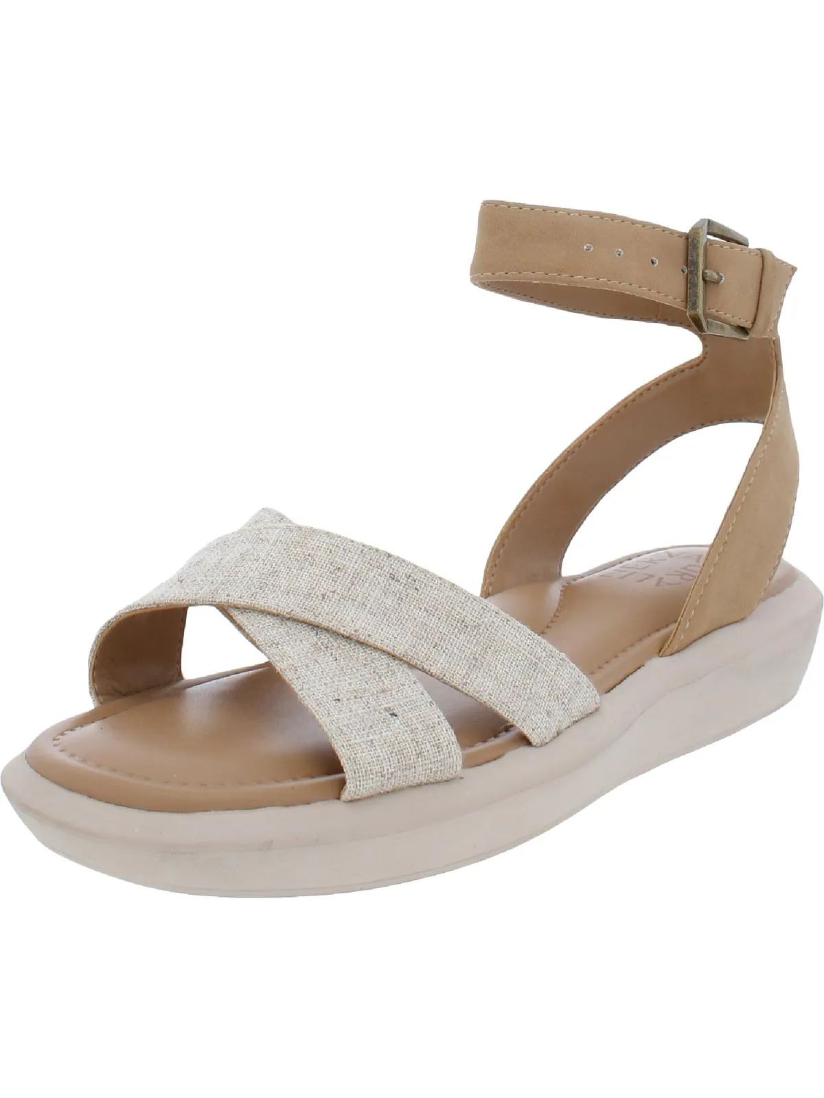 Jamila Womens Faux Leather Ankle Strap Wedge Sandals