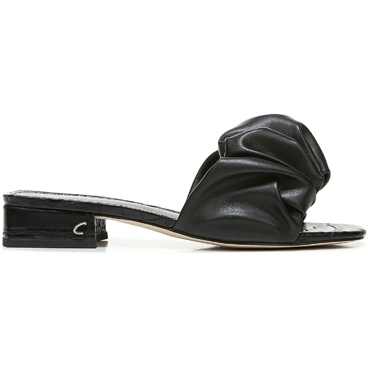 Janis Womens Faux Leather Gathered Slide Sandals