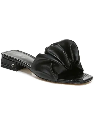 Janis Womens Faux Leather Gathered Slide Sandals