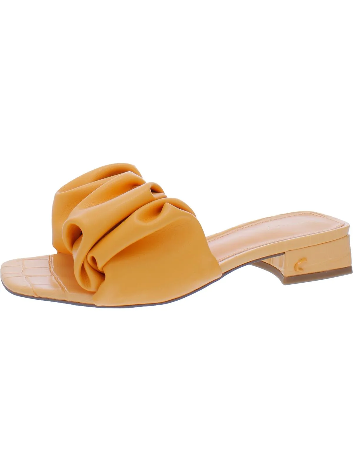 Janis Womens Faux Leather Gathered Slide Sandals
