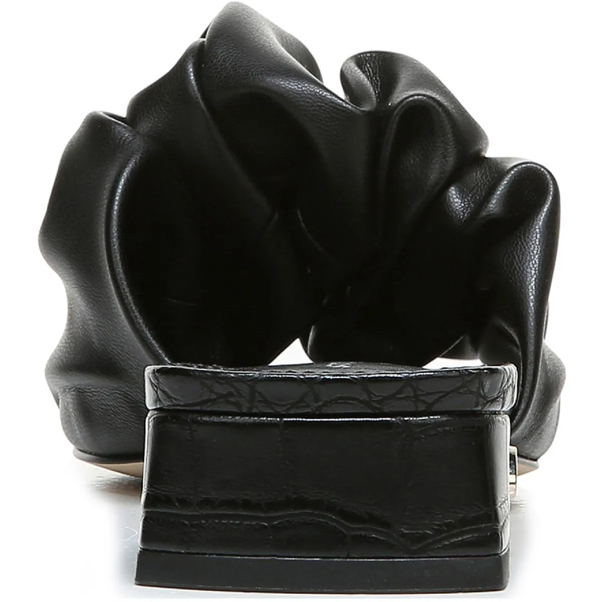 Janis Womens Faux Leather Gathered Slide Sandals