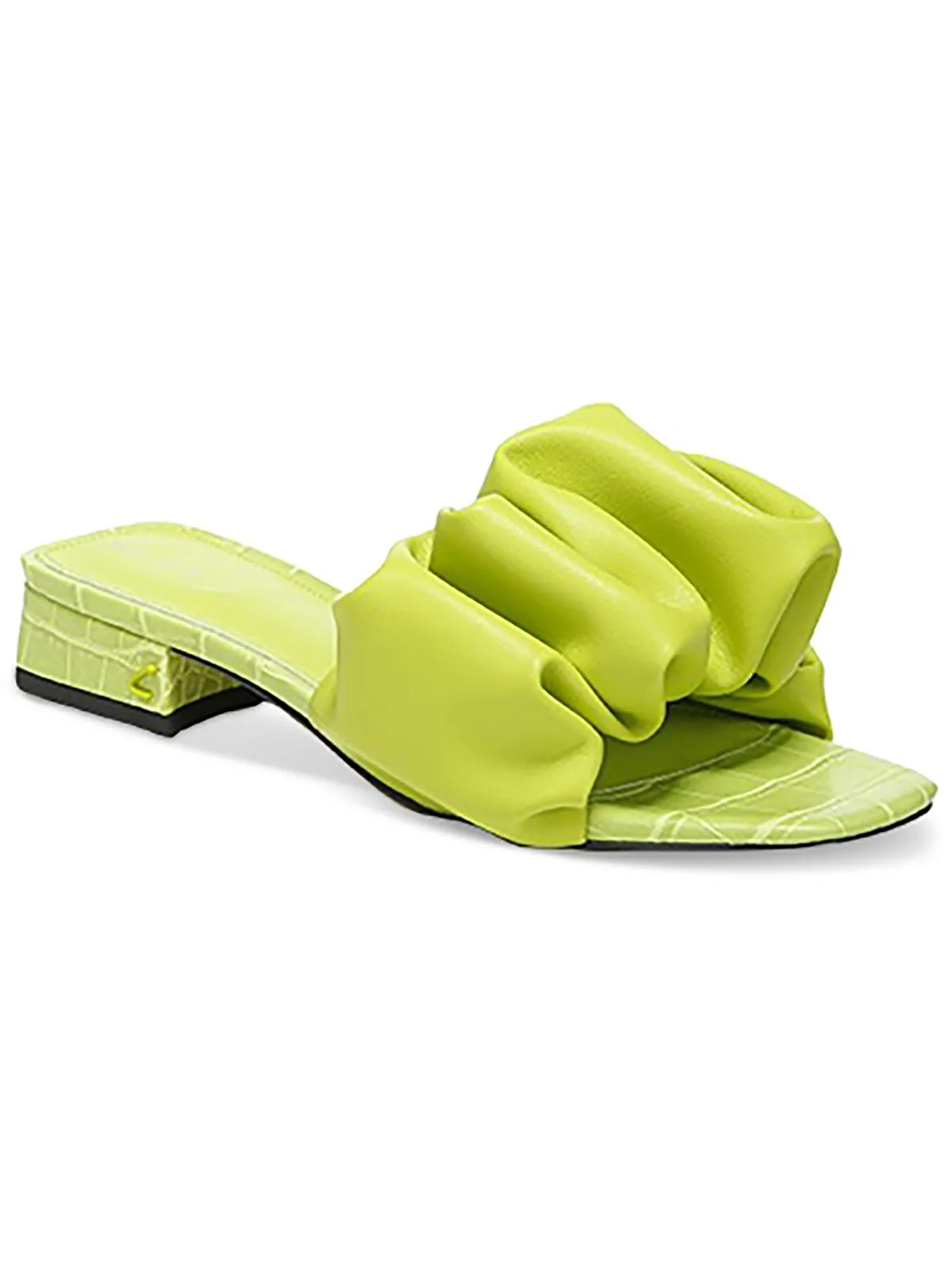 Janis Womens Faux Leather Gathered Slide Sandals