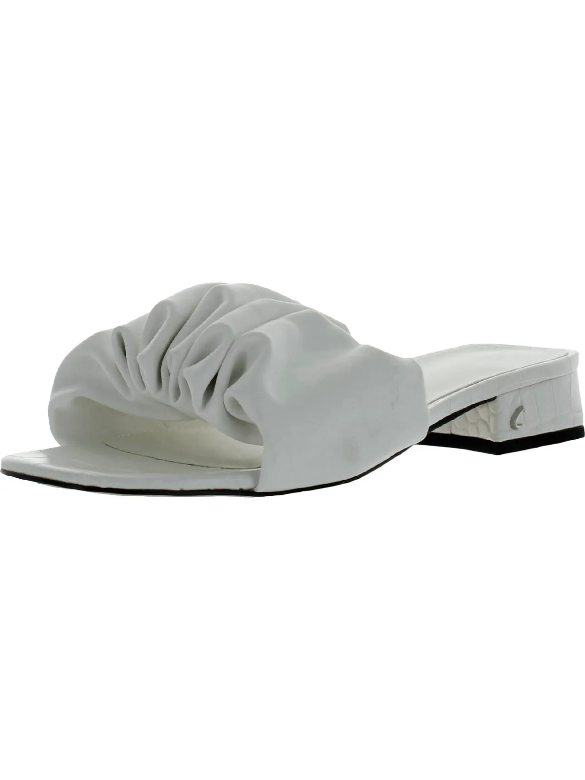 Janis Womens Faux Leather Gathered Slide Sandals