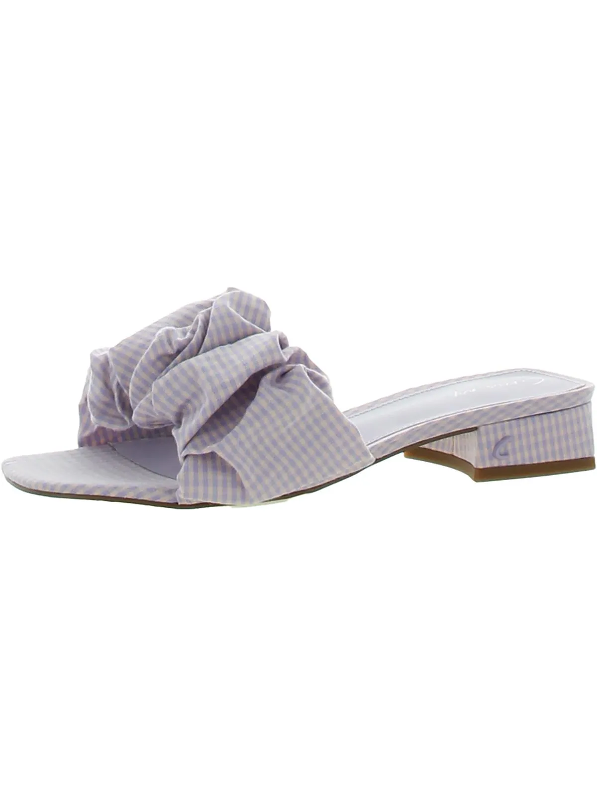 Janis Womens Faux Leather Gathered Slide Sandals