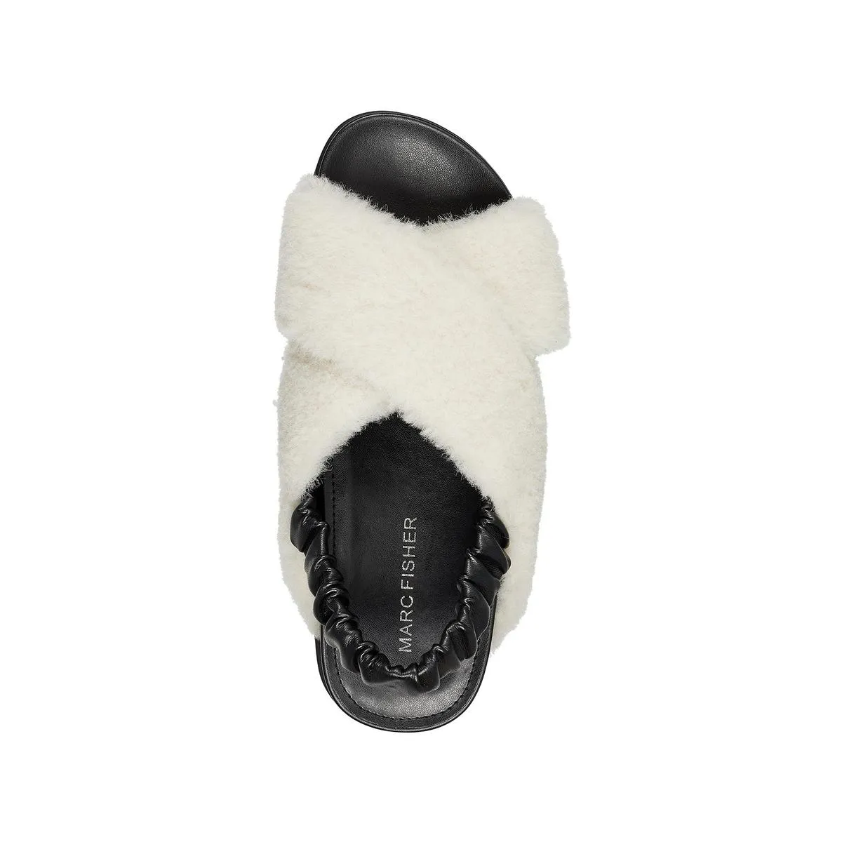 Javin Womens Faux Fur Flat Slingback Sandals
