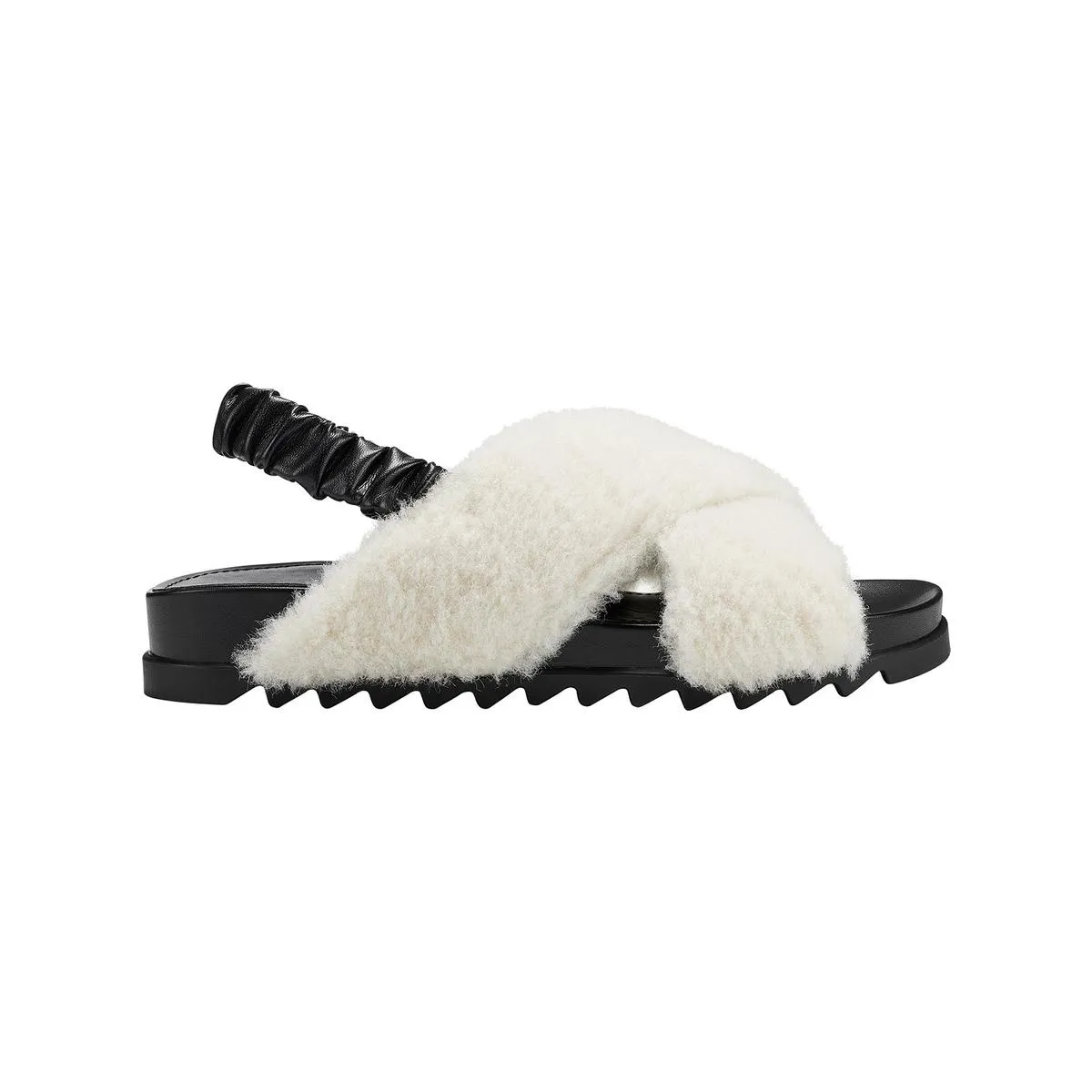 Javin Womens Faux Fur Flat Slingback Sandals