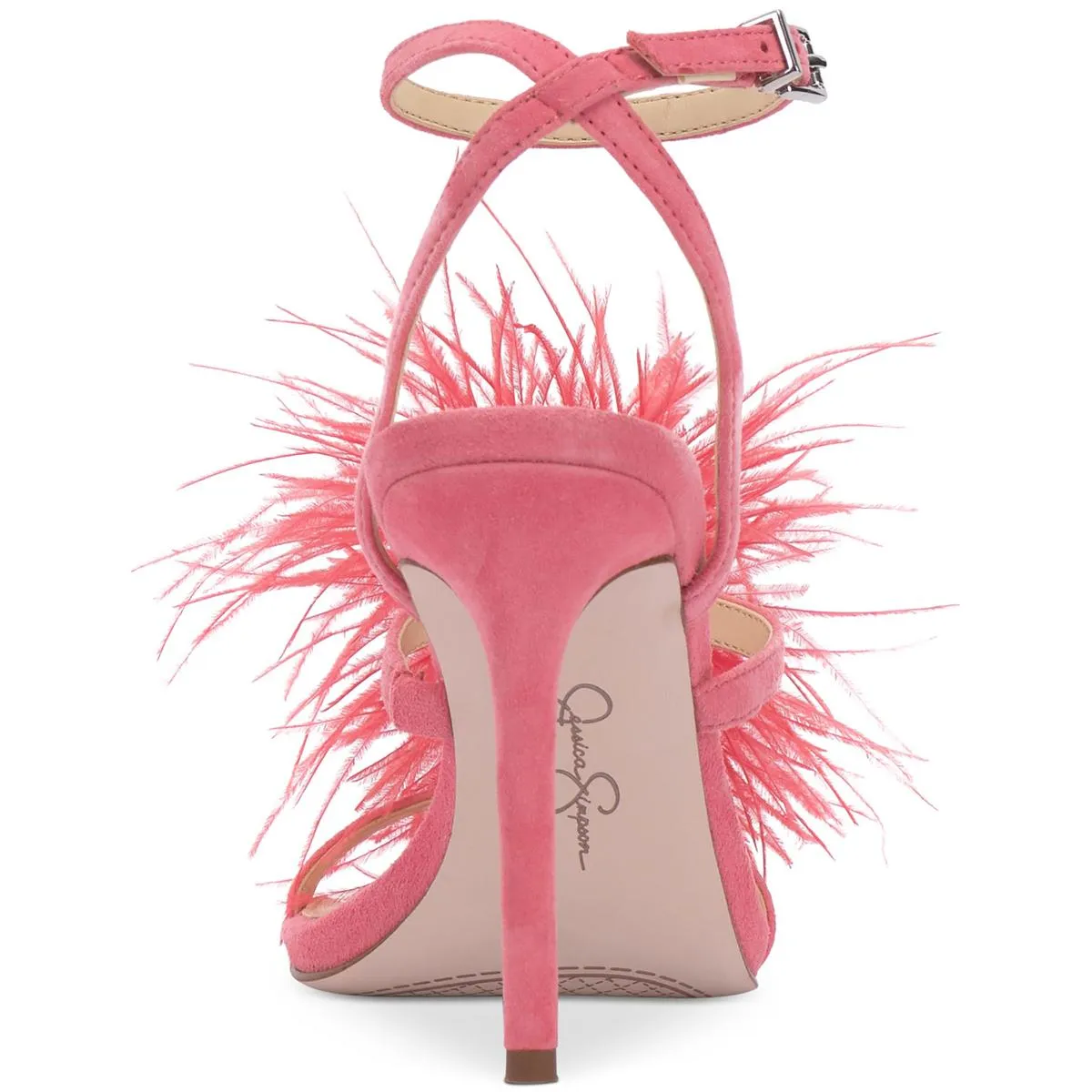 Jenevya Womens Suede Feathers Ankle Strap
