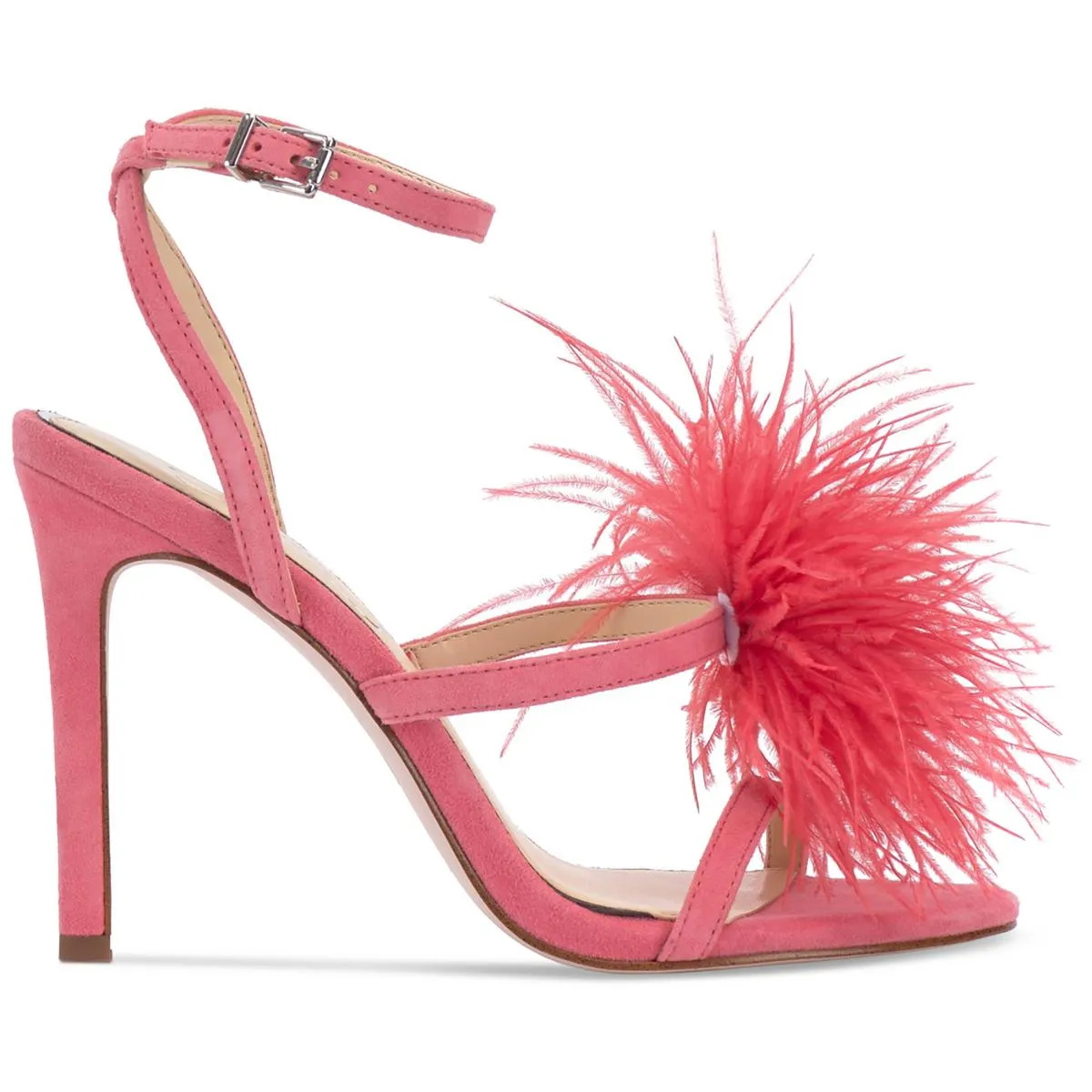 Jenevya Womens Suede Feathers Ankle Strap