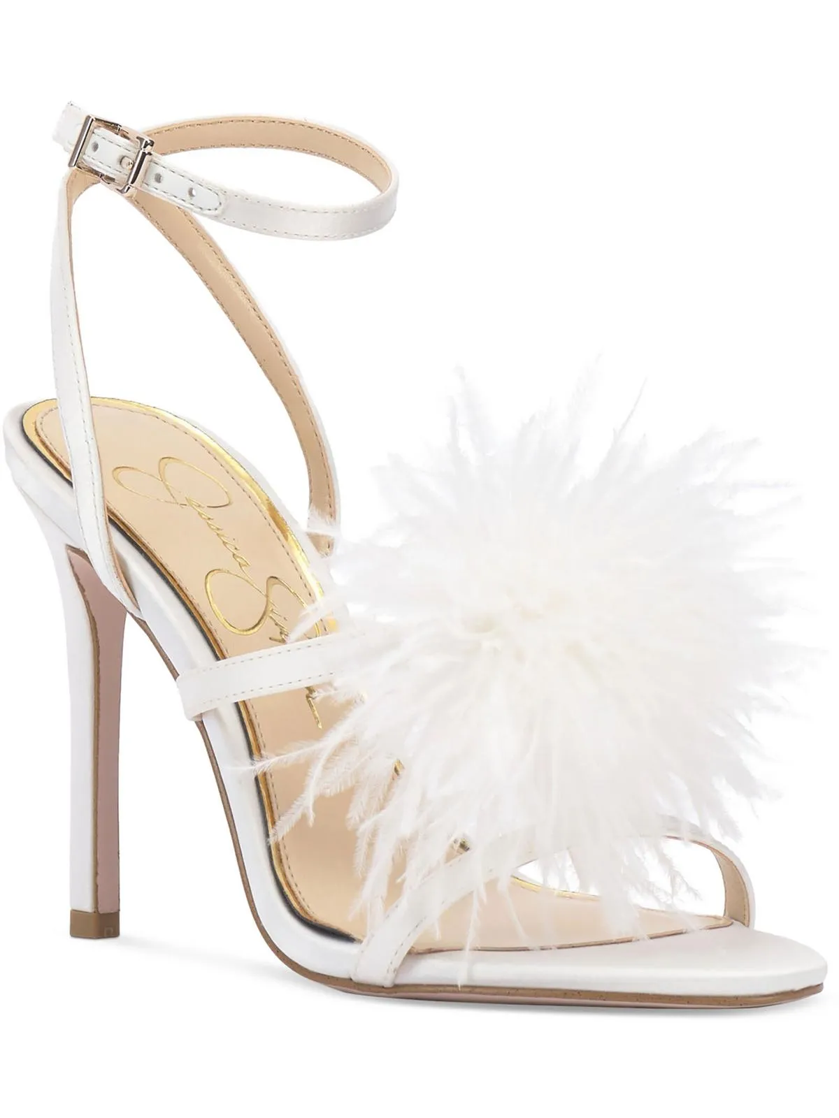 Jenevya Womens Suede Feathers Ankle Strap