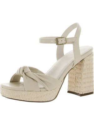 Jennice Womens Leather Slingback Platform Sandals